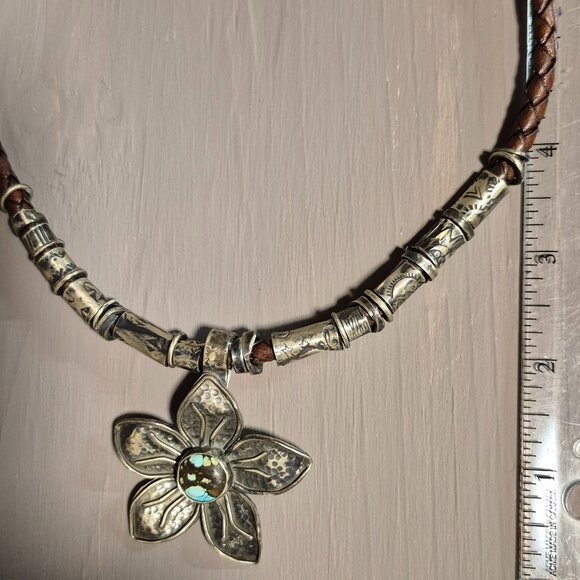 Amanda Brittin Leather cord and SS Necklace.  17 Inches. - Picture 4 of 9